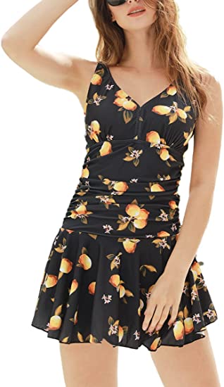 MiYang Women's Plus Size Floral Swimdress Tummy Control One Piece Swimsuit