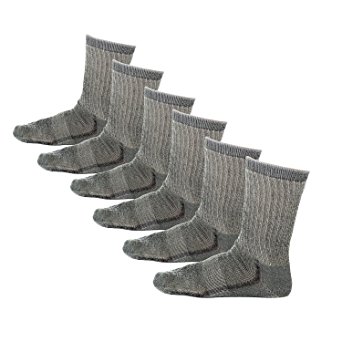 Mens Premium Heel and Toe Merino Wool Boot Socks 6-pack, Shoe Size 6-12