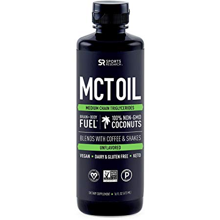 Premium MCT Oil derived only from Coconut Oil - 16oz BPA free bottle | Ketogenic and Paleo diet approved ~ Non-GMO Project Verified
