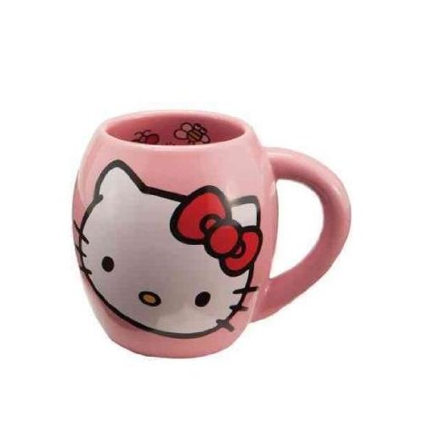 Vandor 18062 Hello Kitty 18 oz Oval Ceramicl Mug Pink White and Red
