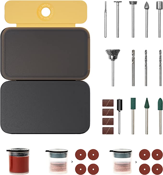 HOTO Rotary Tool Accessories Kit, 60 Pcs Accessories, Sanding, Grinding, Cutting, Drilling, Sharpening, Carving, Engraving