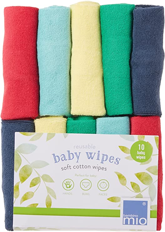 Bambino Mio Cloth Baby Wipes, 10 Pack, Rainbow
