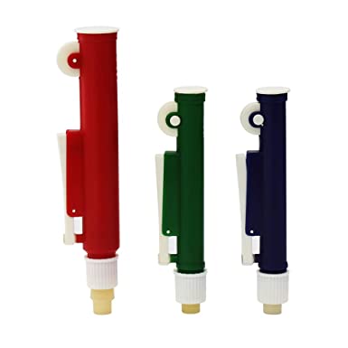 ULAB Scientific Pipette Pumps, Set of 3 Pumps: 2ml Blue, 10ml Green, 25ml Red, Fit Plastic or Glass Pipettes, ULH1001