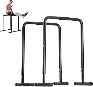 VEVOR Dip Bar, 440 lbs Capacity, Heave Duty Dip Stand Station with Adjustable Height, Fitness Workout Dip Bar Station Stabilizer Parallette Push Up Stand, Parallel Bars for Strength Training Home Gym