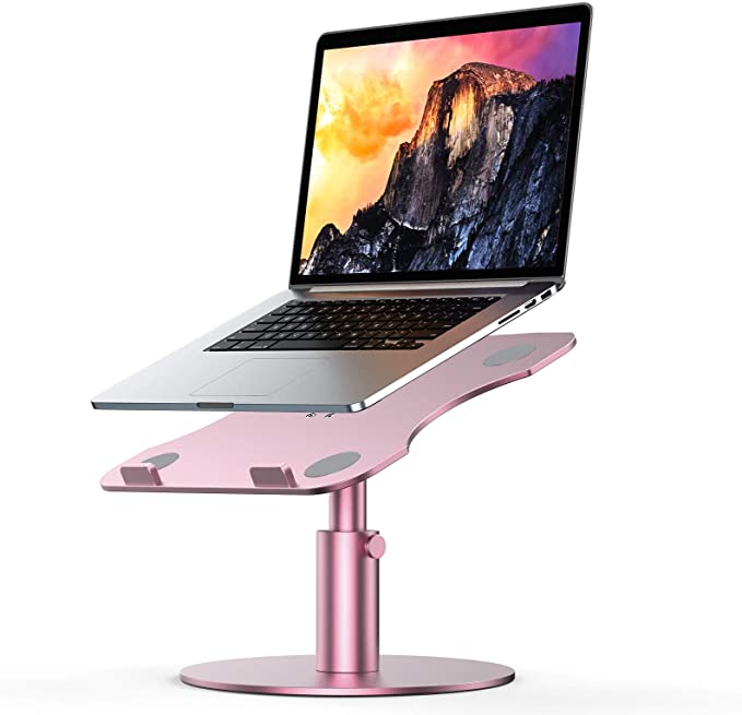 Swivel Laptop Stand, YoFeW Aluminum Laptop Riser, Multi-Angle Height Adjustable 360°Rotation Notebook Stand Desktop Holder Compatible with Mac MacBook Pro Air, Lenovo, Dell XPS, HP(10-17")