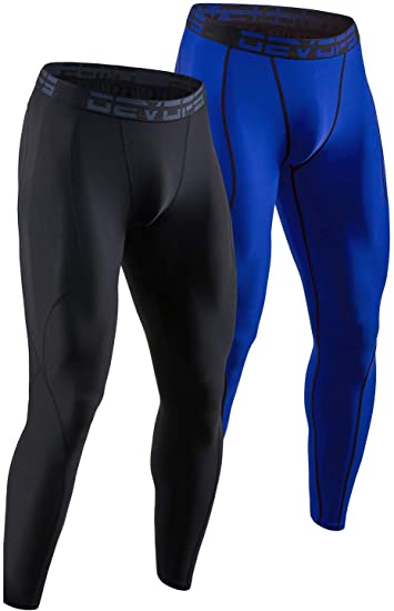 DEVOPS 2 Pack Men's Compression Pants Athletic Leggings with Pocket