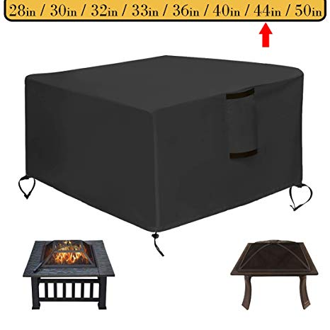 Saking Patio Fire Pit Cover Square 44x44x25 inch - Waterproof Windproof Anti-UV Heavy Duty Gas Firepit Furniture Table Covers