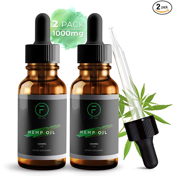 (2-Pack | Blood Orange Flavor) Hemp Oil for Pain, Anxiety & Stress Relief 1000mg - Pure Organic Hemp Seed Oil Extract, Helps with Skin & Hair, Relaxation, Better Sleep