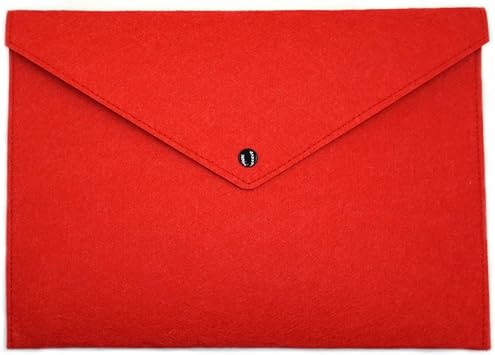 ERCENTURY Felt File Folder, Durable Briefcase, Document Bag, Paper File Folders, Portfolio Case, Letter Envelope, Handbag Button Closure, for Office Home School Stationery (Red)