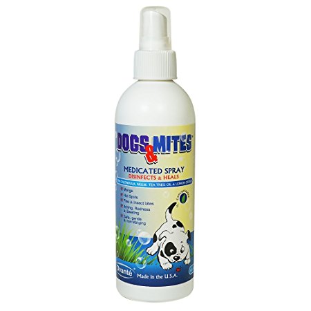 Dogs n Mites® Therapeutic Spray - Treatment of Sarcoptic or Demodectic (demodex) Mange in Dogs and Puppies - Heals Hot Spots - Kills Demodex Mites - Anti Bacterial & Anti Fungal - Formulated with Tea Tree Oil, Neem, Lemon Grass & Calendula Extract - Safe and Effective 180 mL - 100% Money Back Guarantee.