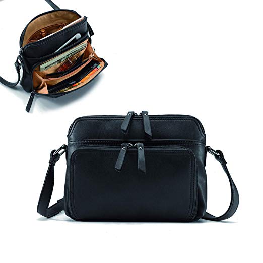 Brenice Women Solid Multi-pockets Casual PU Leather Crossbody Shoulder Bag