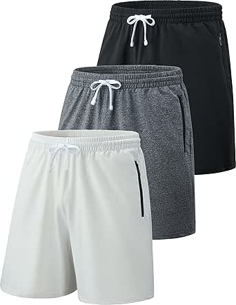 Liberty Imports 3 Pack Mens Sweat Shorts Athletic Casual Jogger Shorts with Zipper Pockets, Terry Performance Tech Activewear