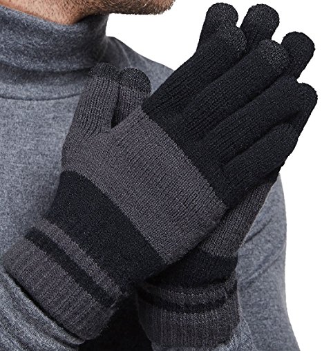 LETHMIK Winter Touchscreen Knit Gloves Mens Warm Wool Lining Texting for Smartphones