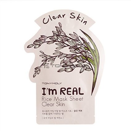 Tonymoly I'm Real Skin Care Facial Mask Sheet Package (Rice - Clear Skin 10 Sheets)