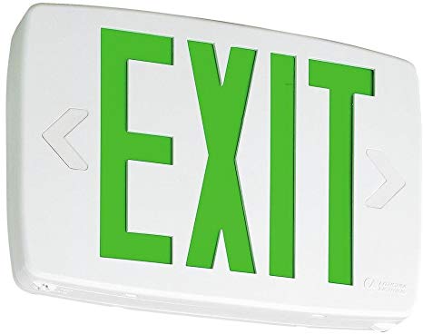 Lithonia Lighting LQM S W 3 G 120/277 EL N GRN Quantum Thermoplastic Led Emergency Exit Sign, White