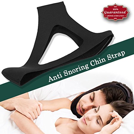 Adjustable Anti Snoring Chin Strap Stopper Solution for Men Women,CPAP Chin Strap Guard,Comfortable Natural Device Chin and Jaw Support for Mouth Breathing (Black)