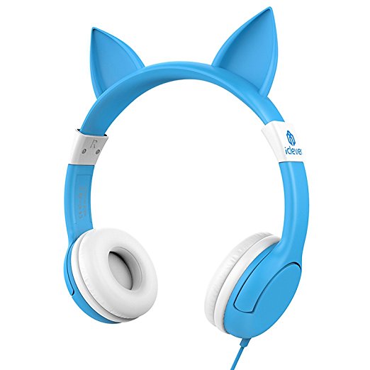 iClever BoostCare Kids Headphones Cat Over the Ear Headsets with Volume Limiting Technology (Blue)