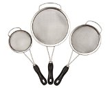 Strainers Set - 3 Piece Premium Stainless Steel - Fine Mesh With Thick Handles For Comfort - BEST On Amazon