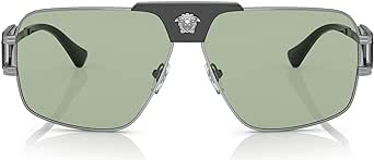 Versace Man Sunglasses Gunmetal Frame, Green Lenses, 63MM