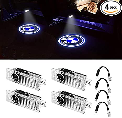 KRADA Car Door Light LED Logo Projector Ghost Shadow Welcome Light Emblem Accessories Courtesy Step Lights for BMW 3 5 6 7 Z GT Mini Series Symbol Light Kit Replacement (4-pack)