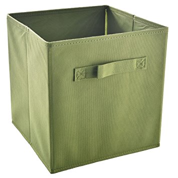 VCCUCINE Foldable Storage Basket Bin Cube, Fabric Organizer Container Drawer, Grey Green