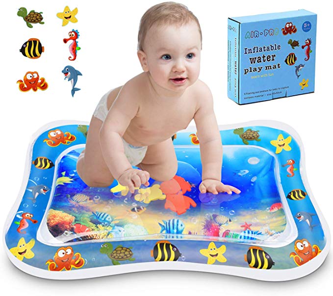 Kupton Upgraded Inflatable Tummy Time Water Play Mat, Leak-Proof and Durable Play Water Mat for Infant and Toddlers, Fun Time Play Activity Center with Floating Ocean Animals for Discovery