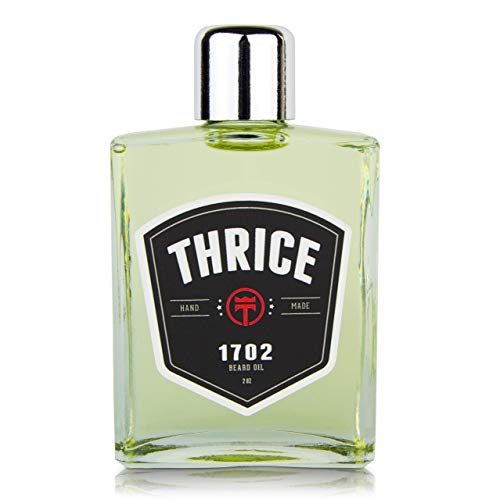 THRICE™ Beard Oil - 1702-2 fl oz - All Natural Beard Oil for Men Helps Reduce Beard Itch & Soften Coarse Facial Hair for an Ultra Smooth Beard. Handcrafted & American Made.