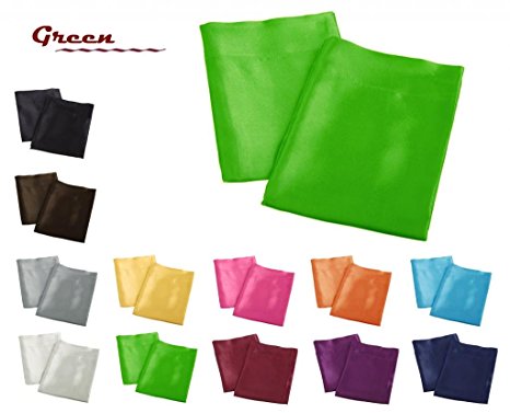 Creative 2 Pieces of Colorful Shiny Satin King Size Pillow Case - Lime