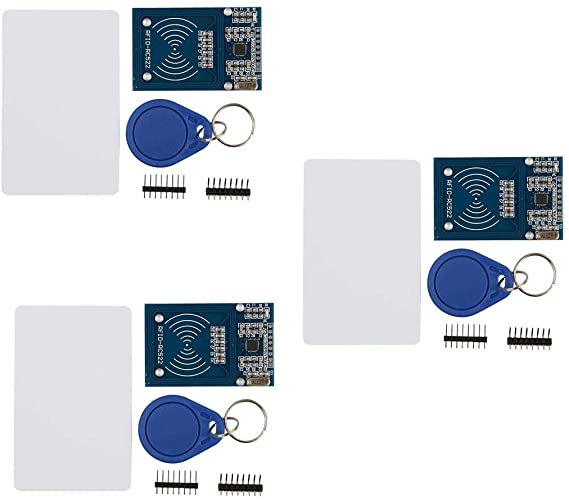 HiLetgo 3pcs RFID Kit - Mifare RC522 RF IC Card Sensor Module   S50 Blank Card   Key Ring for Arduino Raspberry Pi