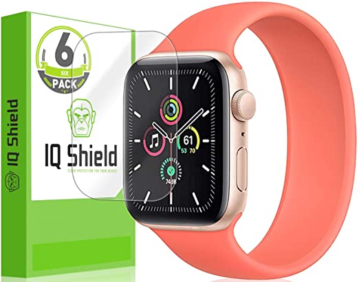IQ Shield Screen Protector Compatible with Apple Watch SE (44mm)(6-Pack) Anti-Bubble Clear Film