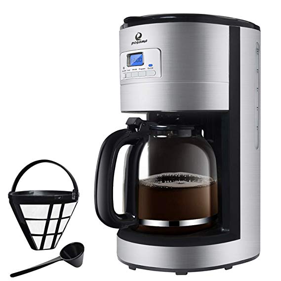 Coffee Maker 12 Cup,Programmable Drip Coffeemaker Coffee Brew Machine Black 1.8L Glass Carafe for Home and Office,Keep Warming and Anti-Drip Design