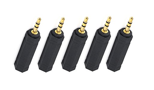 5 PCS 3.5mm Stereo Plug to 6.35mm 1/4 Inch Stereo Jack Adaptor Gold Plated, CNE579733