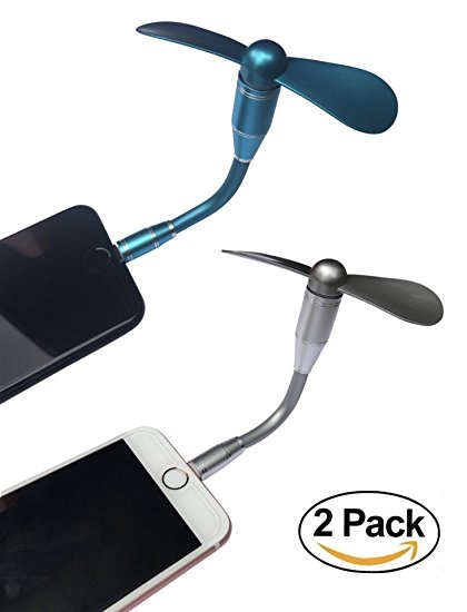 Portable Fans for iPhone - 2-PACK - Blue and Silver iPhone Fans