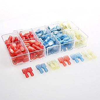 AIRIC 174pcs Quick Electrical Disconnects Kit, Nylon Fully Insulated Male/Female Quick Disconnectors Red Blue Yellow 22-16 16-14 12-10 Gauge Power Marine Electrical Connectors Terminal Assortment
