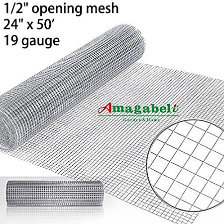 1 2 inch Galvanized Hardware Cloth 24 x 50 Gopher Wire Welded Mesh Chicken Tractor Coop Raised Garden Bed Rabbit Cage Ground Hog Fence Rodents Animal Chew Proof Window Screen Outdoor Fencing Material