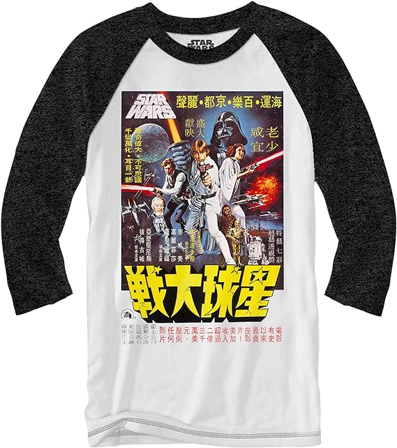 STAR WARS Graphic Tees Mens Shirts - Asian Poster Long Sleeve Tee Shirts for Men