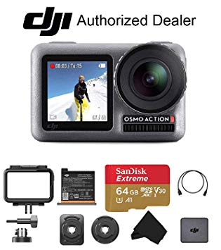 DJI OSMO Action - Dual Display Waterproof Digital Action Camera with 4K HD Video 12MP with 64GB Micro SD Card