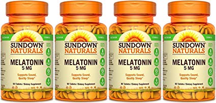 Sundown Naturals Melatonin Extra Strength 5mg, 360 Tablets (4 X 90 Count Bottles)