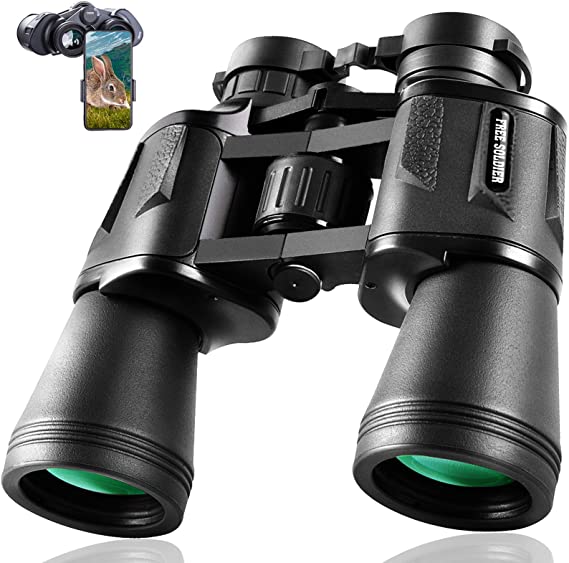 20x50 Binoculars for Adults with Smartphone Adapter - 28mm Large Eyepiece HD Professional Binoculars for Bird Watching Hunting Hiking Sightseeing Travel Concert with BAK4 Prism FMC Lens, Black