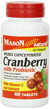 MASON vitamins cranberry with Probiotic and Added Vitamin C and Calcium Tablets, 60 Count