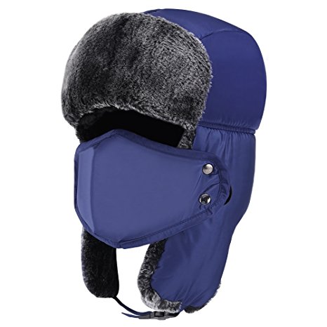 Prooral Unisex Winter Trooper Trapper Hat Hunting Hat Ushanka Ear Flap Chin Strap and Windproof Mask Nylon Russian Style Winter Ear Flap Hat for Men Women