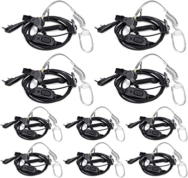 Retevis Walkie Talkie Earpiece with Mic, 2 Pin Acoustic Tube Headset, Compatible with Retevis RT22 RT21 H-777 RT68 pxton Arcshell Two Way Radios, Security 2 Way Radio Headset with Coil Design(10 Pack)