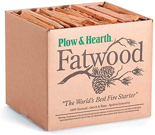 Plow & Hearth Boxed Fatwood Fire Starter All Natural Organic Resin Rich Eco Friendly Kindling Sticks for Wood Stoves Fireplaces Campfires Fire Pits Burns Quickly and Easily Safe Non Toxic (51 LB)
