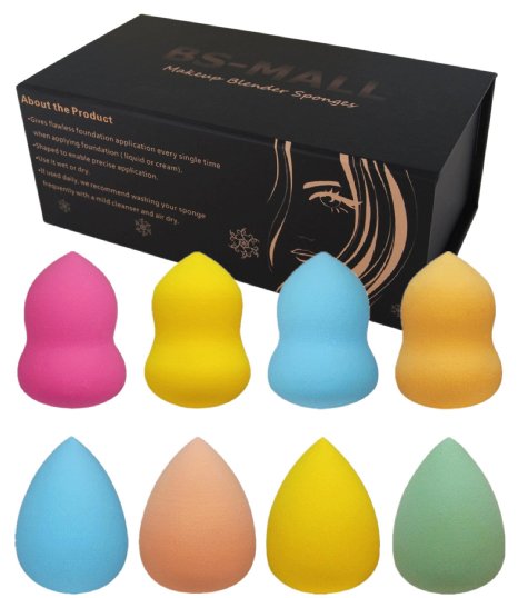 BS-MALL(TM) 8pc Latex Free Flawless Makeup Blender Foundation Puff Multi Shape Sponges (Style 1)