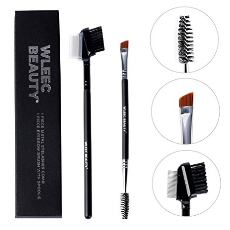 Wleec Beauty 2 Pieces Professional Makeup Tools Set Eyelash Comb and Eyebrow Brush