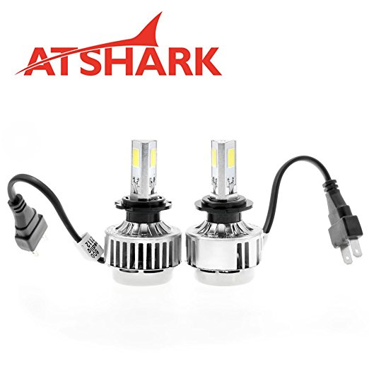 Atshark 72W 6600LM H7 LED Headlight / Headlamp Conversion Kit 3 COB LED 6000K White Super Bright- Replaces Halogen & HID-2 Pack