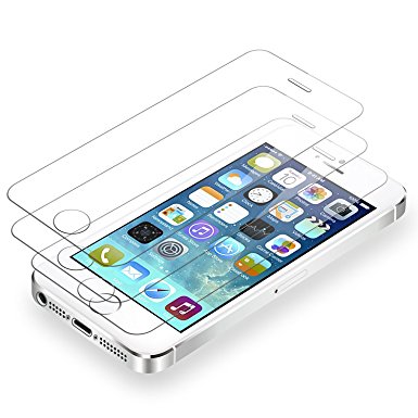 Fedirect 3-packs iPhone 5 Screen Protector, Tempered Glass Screen Protector