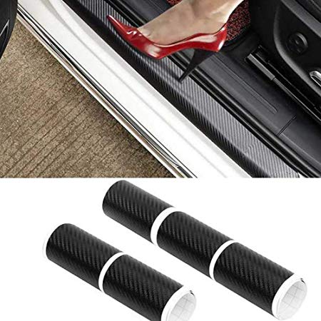MAXTUF 5Pcs Carbon Fiber Sill Scuff 4D Car Door Guard Bumper Protection Trim Cover Scuff Plate Sticker with Strong Adhesive Cover Existing Anti Scratch for Universal Car SUV Pickup Truck