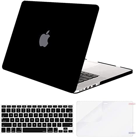 MOSISO Case Only Compatible with MacBook Pro Retina 13 inch (Models: A1502 & A1425) (Older Version Release 2015 - end 2012), Plastic Hard Shell Case & Keyboard Cover & Screen Protector, Black