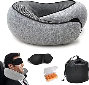 Wander Plus Travel Pillow Travel Neck Pillows for Airplanes Memory Foam Airplane Pillow Stowable U-Shaped Pillow(Dark Grey)